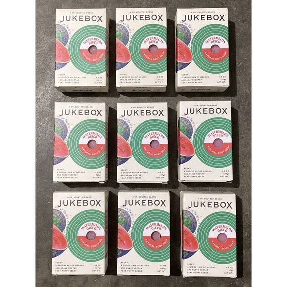 Dr. Squatch Other - (9) Jukebox Watermelon Disco Natural Body Soap Bar Dr. Squatch Agave Poppy Seed